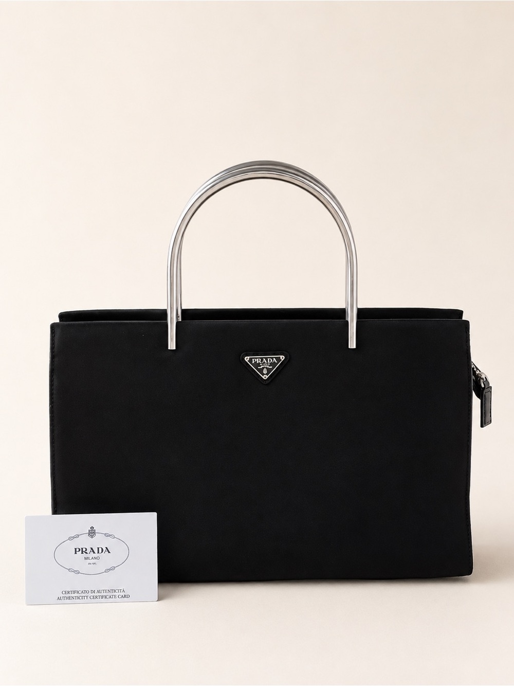 PRADA Tessuto Metal Handle Bag